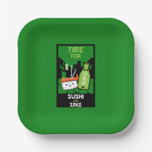 Sushi und Sake-Feinschmecker Pappteller