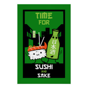 Sushi und Sake-Feinschmecker Poster