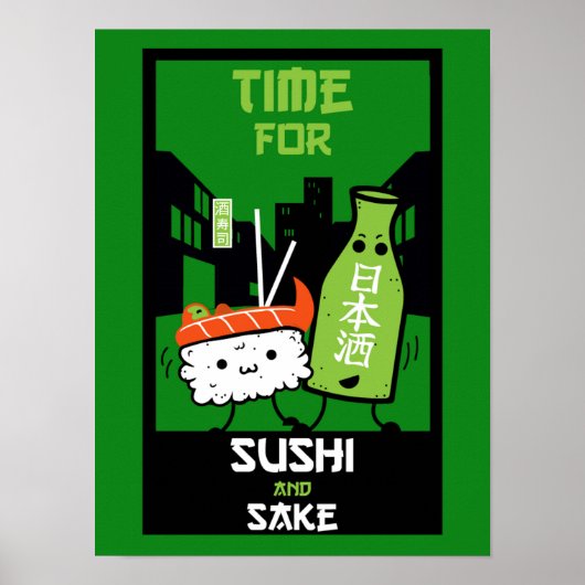 Sushi und Sake-Feinschmecker Poster (Vorne)