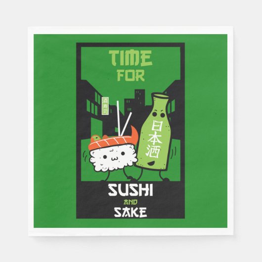 Sushi und Sake-Feinschmecker Serviette (Vorderseite)