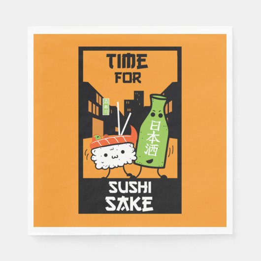 Sushi und Sake-Feinschmecker Serviette (Vorderseite)