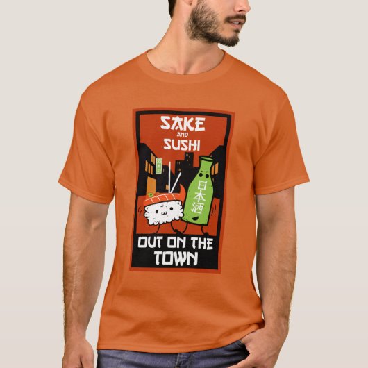 Sushi und Sake-Feinschmecker T-Shirt (Vorderseite)