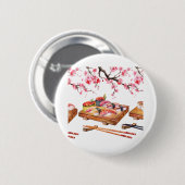 Sushi und Sakura mit japanischer Küche Button (Vorne & Hinten)
