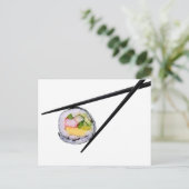 Sushi und schwarze Stäbchen, Sushi, Stäbchen, Zwie Postkarte (Stehend Vorderseite)