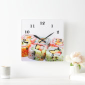 Sushi-Wall-Uhr Quadratische Wanduhr (Zuhause)