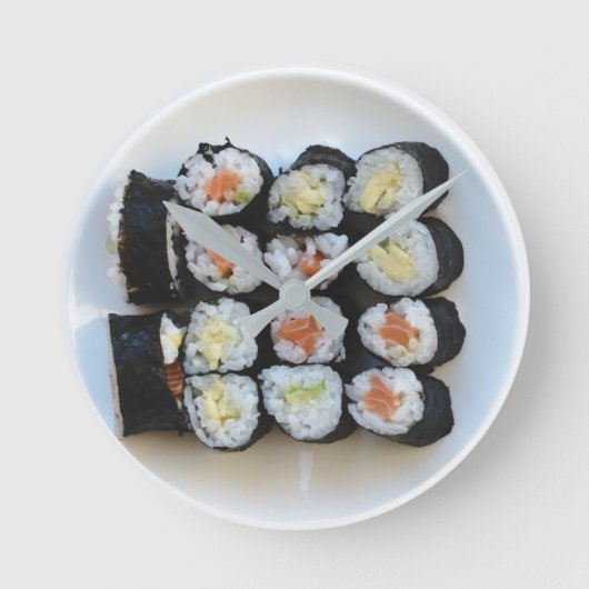 Sushi-Wanduhr Runde Wanduhr (Vorderseite)