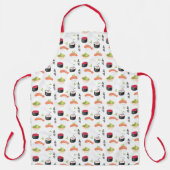 Sushi, Wasabi, Reis, Fisch und Chop Stick White Schürze (Vorderseite)