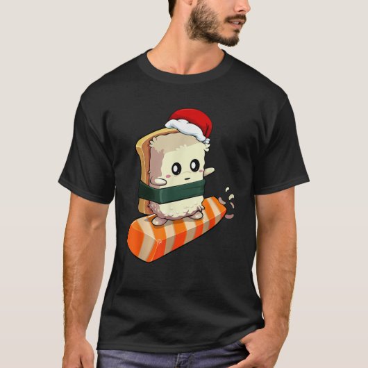 Sushi Weihnachtsmannmütze Christmas Pajama Kawaii T-Shirt (Vorderseite)