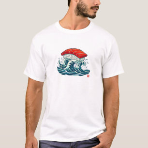Sushi-Welle Japanische Lebensmittel-Kunstillustrat T-Shirt