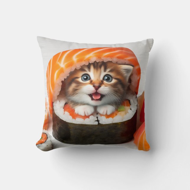 Sushi with a'cat adorable colorful kissen (Vorderseite)