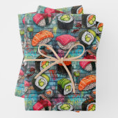 Sushi Wrapping Paper Flat Sheet Set of 3 Geschenkpapier Set (Beispiel)