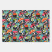 Sushi Wrapping Paper Flat Sheet Set of 3 Geschenkpapier Set (Vorderseite)