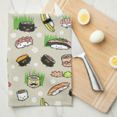 Sushi-Zeichenmuster Geschirrtuch (Viertel Falte)