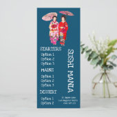Sushiabendessenmenü des japanischen Restaurants Menükarte (Stehend Vorderseite)