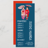 Sushiabendessenmenü des japanischen Restaurants Menükarte (Vorne/Hinten)