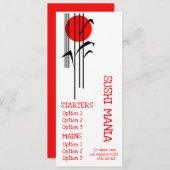 Sushiabendessenmenü des japanischen Restaurants Menükarte (Vorne/Hinten)