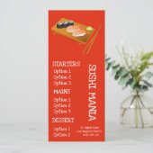 Sushiabendessenmenü des japanischen Restaurants Menükarte (Stehend Vorderseite)