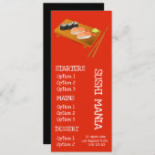 Sushiabendessenmenü des japanischen Restaurants Menükarte (Vorne/Hinten)