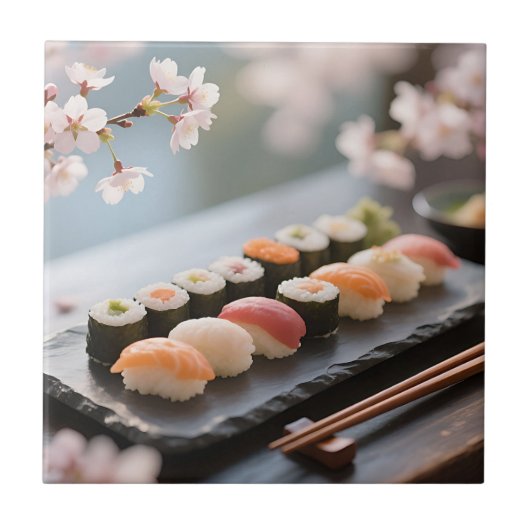 Sushiplatte Kirschblüte Fliese (Vorderseite)