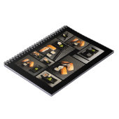 Sushisammlung auf schwarzem Hintergrund Notizblock (Linke Seite)