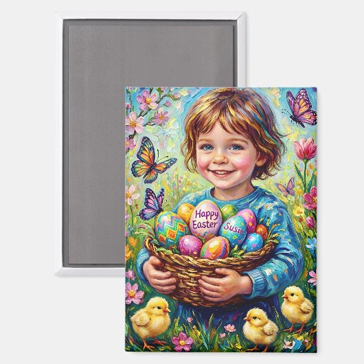 SUSIE ~ OSTERKüken Eier Korb ~ Magnet (Vorderseite/Rückseite)