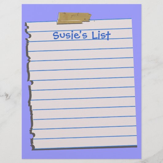 Susie's List Fun Letterhead Stationery (Vorderseite)
