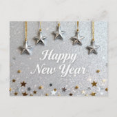 Suspended Stars Happy New Year Chic Modern Postkarte (Vorderseite)