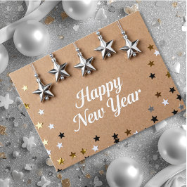 Suspended Stars Happy New Year Chic Modern Postkarte