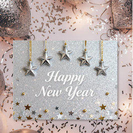 Suspended Stars Happy New Year Chic Modern Postkarte