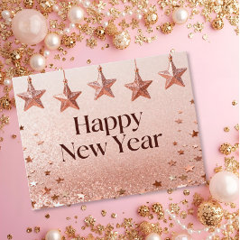 Suspended Stars Happy New Year Chic Modern Postkarte