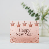 Suspended Stars Happy New Year Chic Modern Postkarte (Stehend Vorderseite)