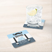 Suspender kleine Mann blaue Marine Junge Babydusch Rechteckiger Pappuntersetzer (Vor Ort)