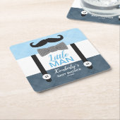 Suspender kleine Mann blaue Marine Junge Babydusch Rechteckiger Pappuntersetzer (angewinkelt)