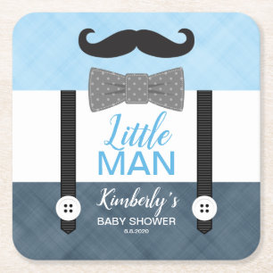 Suspender kleine Mann blauen Marinejunge Babydusch Rechteckiger Pappuntersetzer