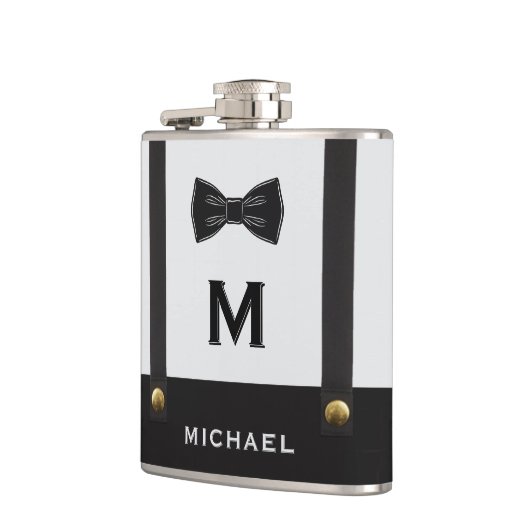 Suspenders & Bowtie Name Monogram Boy  Flachmann (Links)