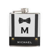 Suspenders & Bowtie Name Monogram Boy  Flachmann (Vorderseite)