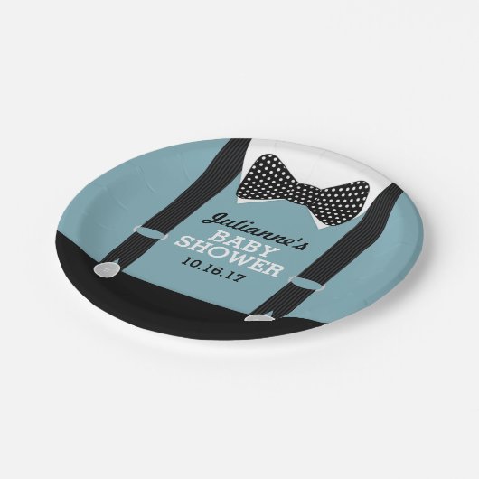 Suspendierer und Bow Krawatte Party Paper Teller (Schrägansicht)