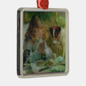 Suspense, Grunge Digital Art Silbernes Ornament (Rechts)