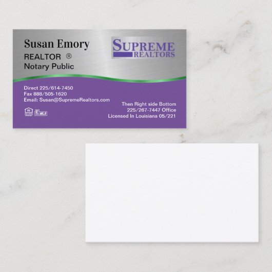 Suspensionsprobe Visitenkarte (Vorne/Hinten)