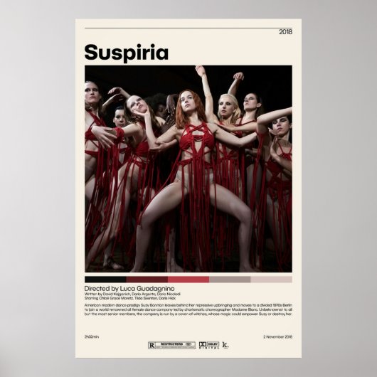 Suspiria Luca Guadagnino Minimalistisch Movie Vint Poster (Vorne)