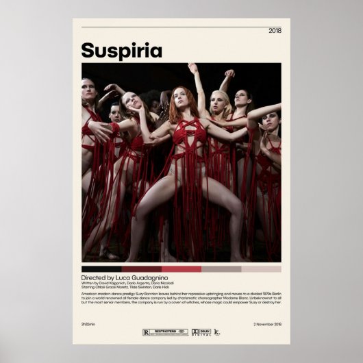Suspiria Luca Guadagnino Minimalistisch Movie Vint Poster (Vorne)