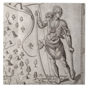 Susquehannock Krieger, Detail von der Karte von Fliese