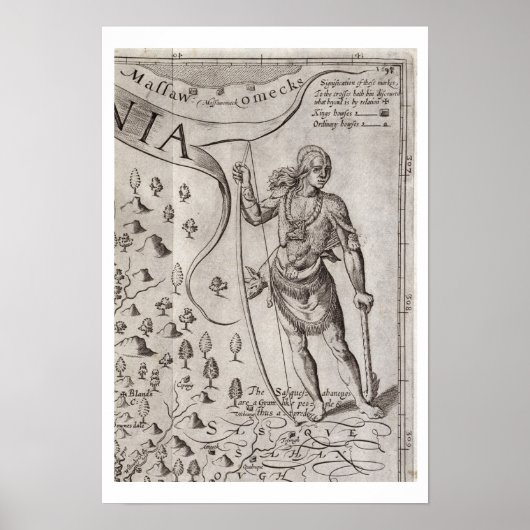 Susquehannock-Kriegerin, Details aus der Karte von Poster (Vorne)