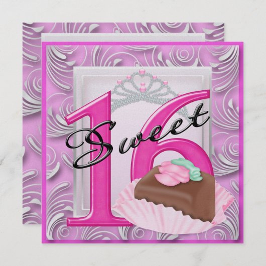 Süß 16 einladung (Vorne/Hinten)