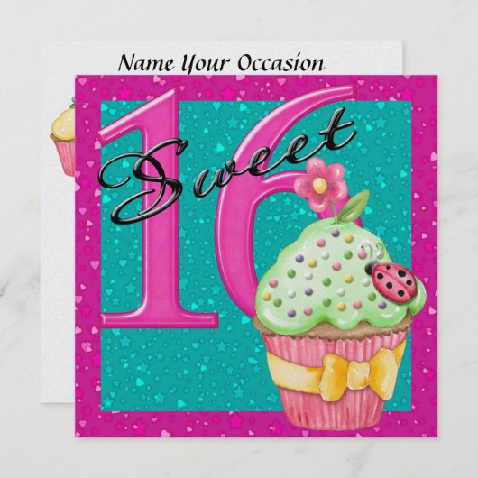 Süß 16 einladung (Vorne/Hinten)