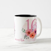 Süß 16 Geburtstag Pink Glitzer Zweifarbige Tasse (VorderseiteRechts)