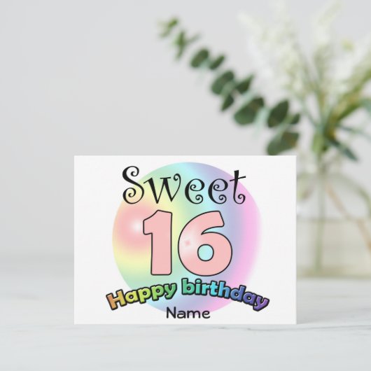Süß 16 (mit Name) Postkarte (Stehend Vorderseite)