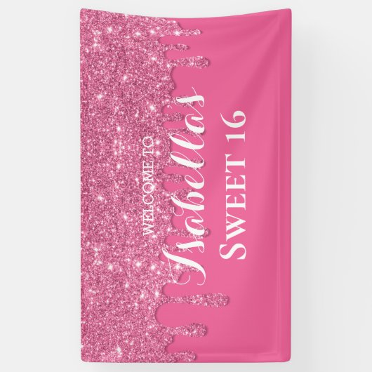 Süß 16 | Pink Drill Glitzer Banner (Vertikal)