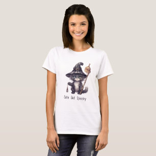 Süß aber Gruselige Schwarze Katze Weiße Halloween T-Shirt