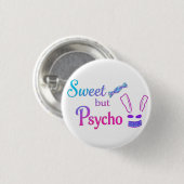 Süß aber Psycho-Hase  Button (Vorne & Hinten)